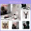 3d Printed Halloween Shower Curtain With Bloody Hands And Hooks