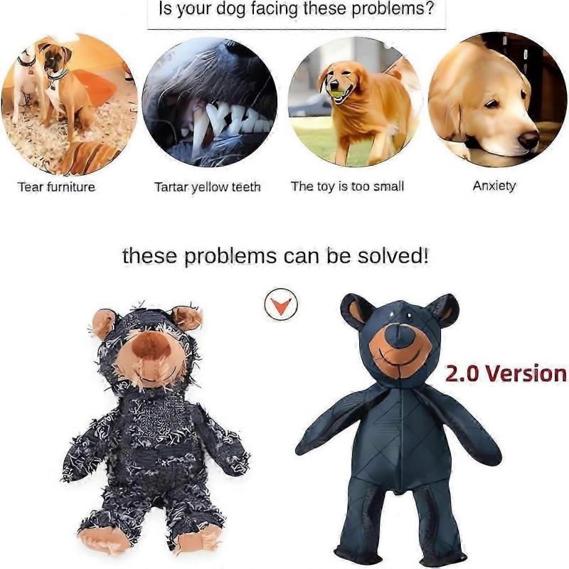 2-Pack Indestructible Bear Dog Chew Toy - Heavy Duty Unbreakable Design for Aggressive Chewers (Blue & Pink, Extreme Durability)