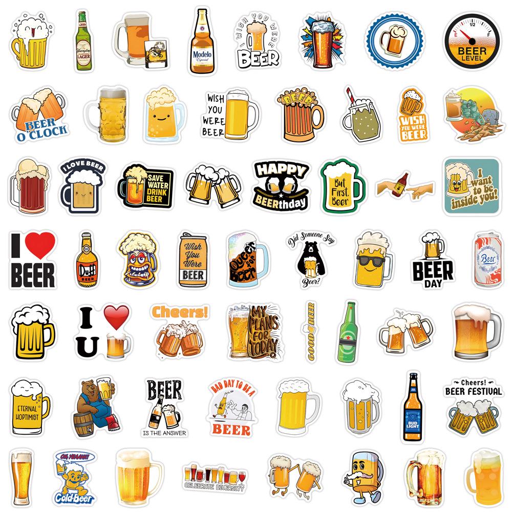 110 Cross-Border Beer Cartoon Trend Graffiti Stickers: DIY Waterproof Decor for Notebooks and Desks