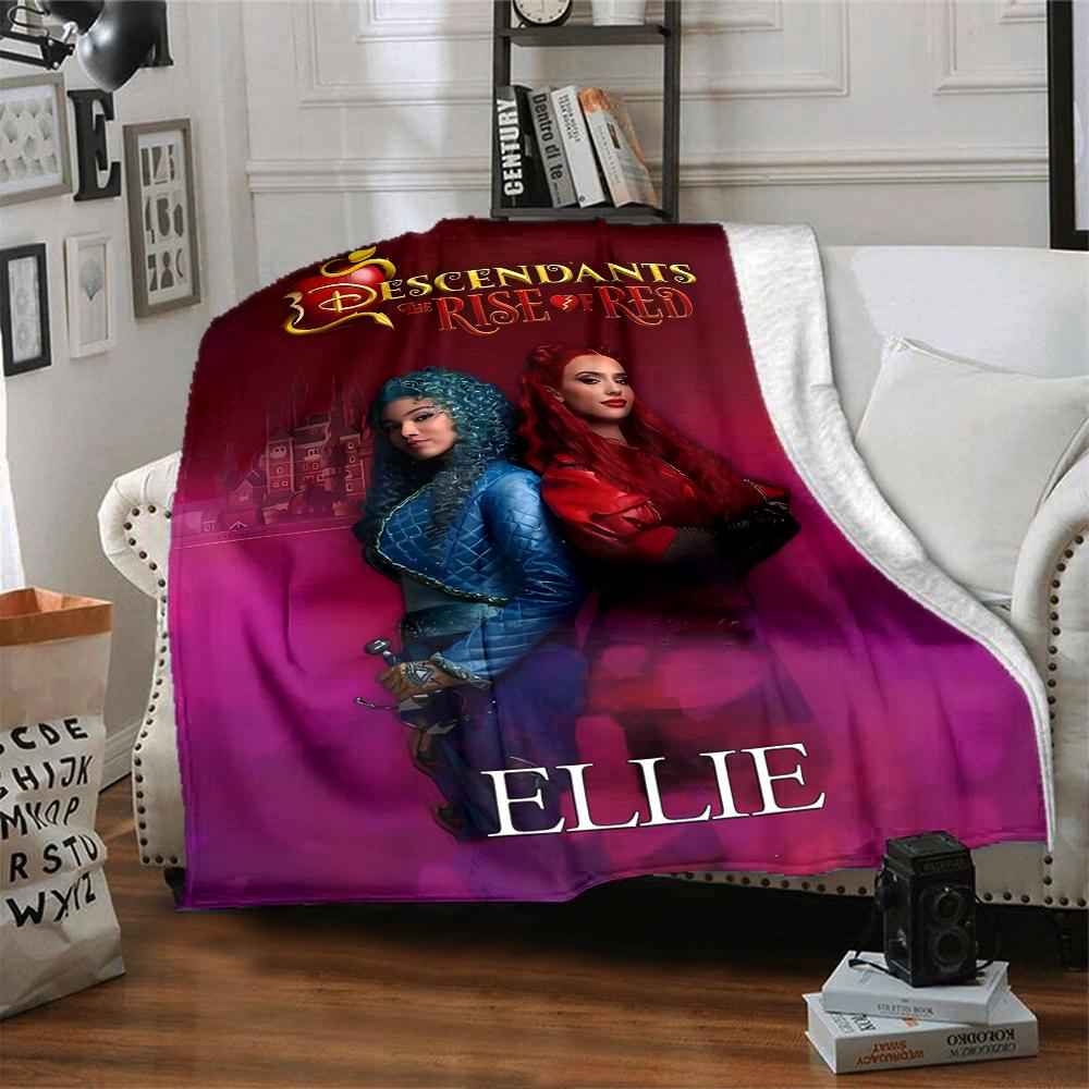 Customiz Name Personality Descendants The Rise of Red Blanket Soft &Warm Sofa Office Bed Travel Lunch Break Blanket, Gift Suitable All Seasons