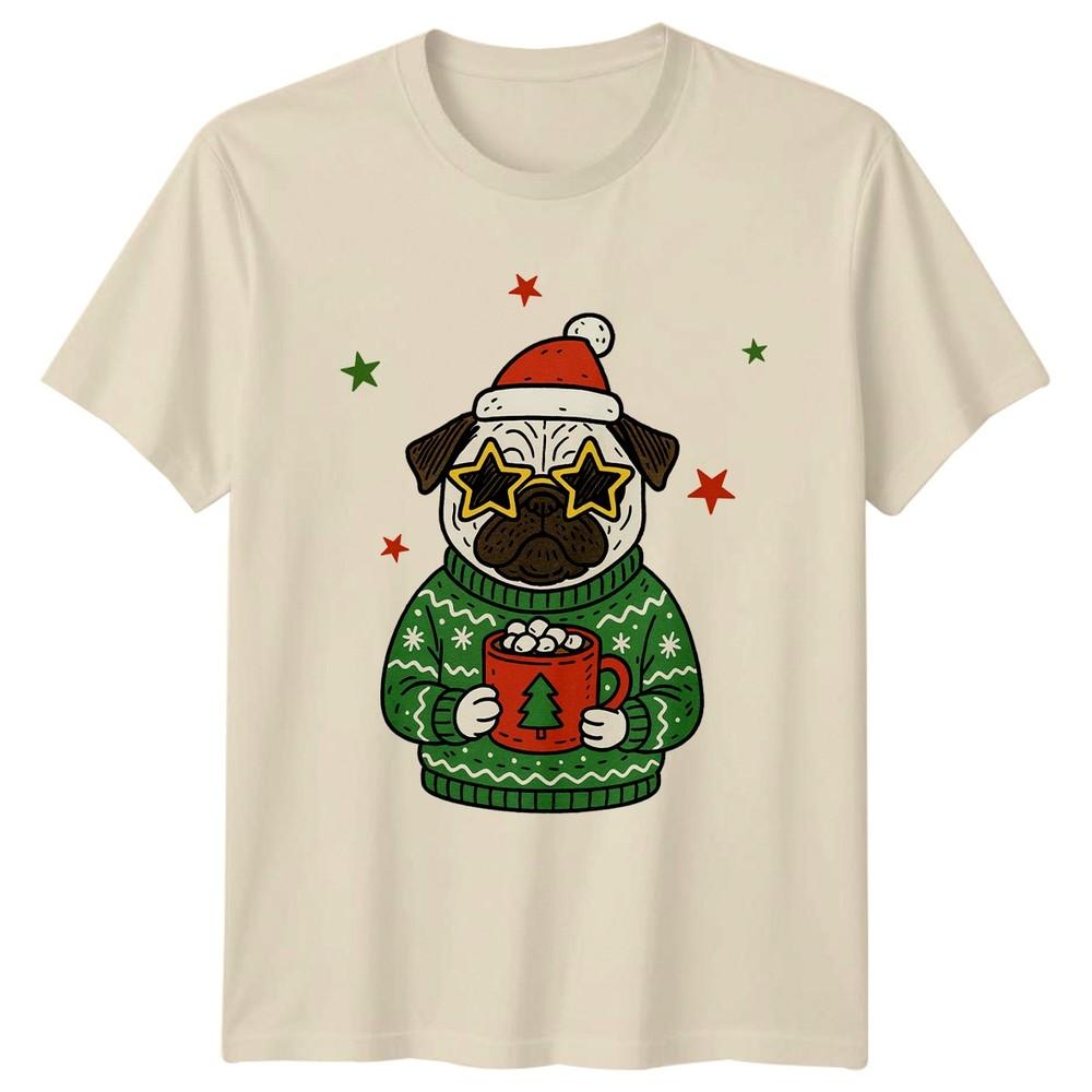 Pug Christmas Holiday Graphic Unisexs Unisexs Tee Sweater Dog Design