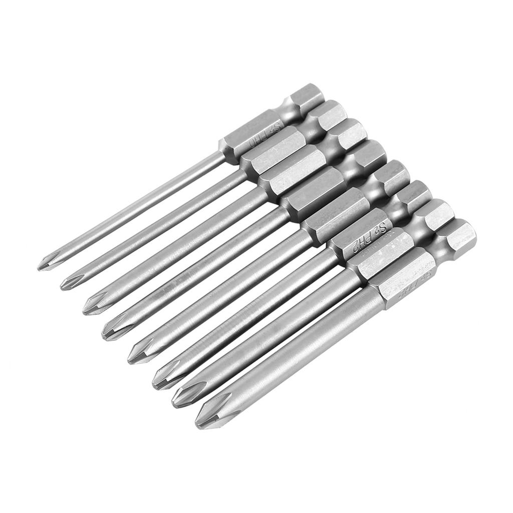 8pcs 75mm 14" Shank Magnetic Long Hex Cross Head Screwdriver Bits Set