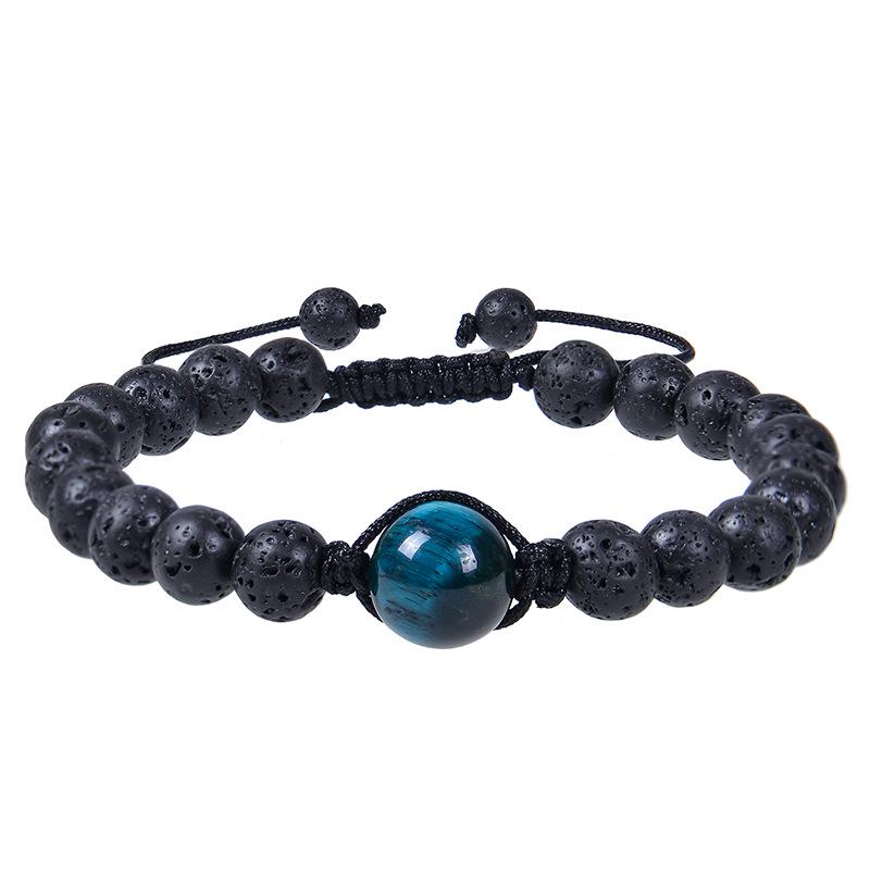 2025 Unisex Obsidian & Lava Stone Woven Bracelet - 12MM