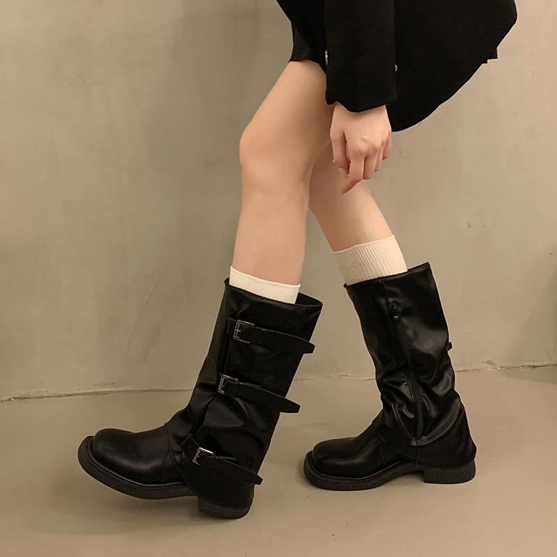 Women's Non-tired Feet Cowboy Martin Boots Comfortable Soft Elastic Trend of Non-slip Wear-resistant Chic Versatile Outstanding Height Increase Shoes