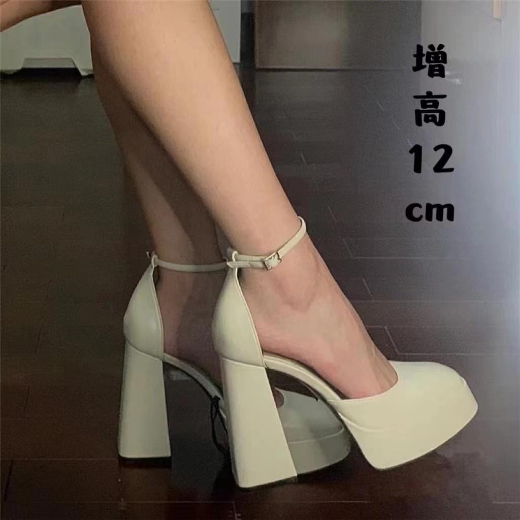 Mary Jane dicke Absätze High Heels Damen neu Feenwind wasserdichte Tisch französische quadratische Spitze Ein-Wort-Schnalle Gürtel Einzelne Schuhe