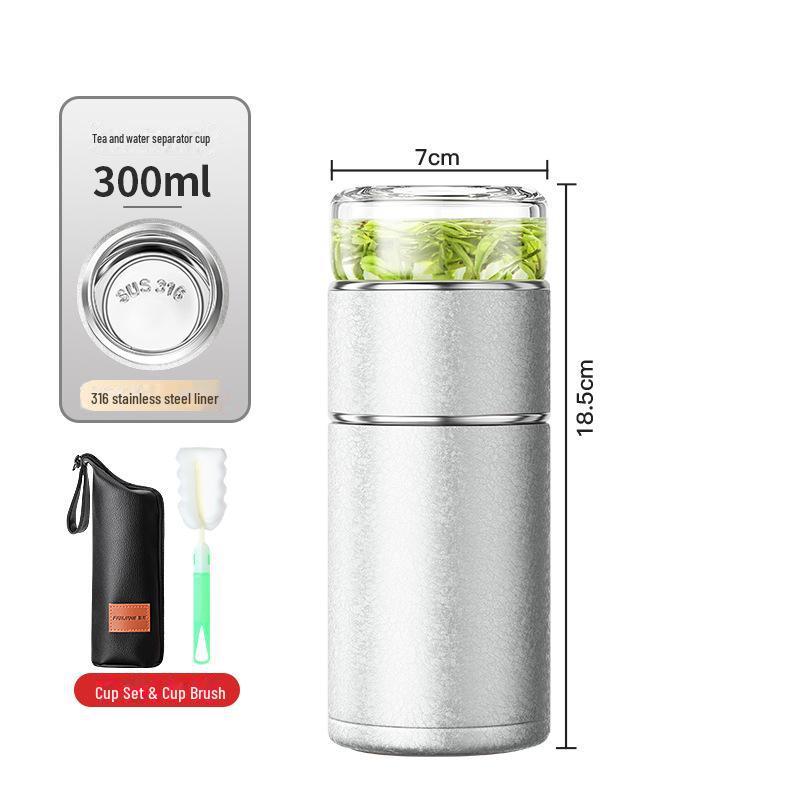 "Portable 316 Stainless Steel Tea Separator Thermos Cup - Unisex Design, Ideal for Tea Brewing and Gifting."