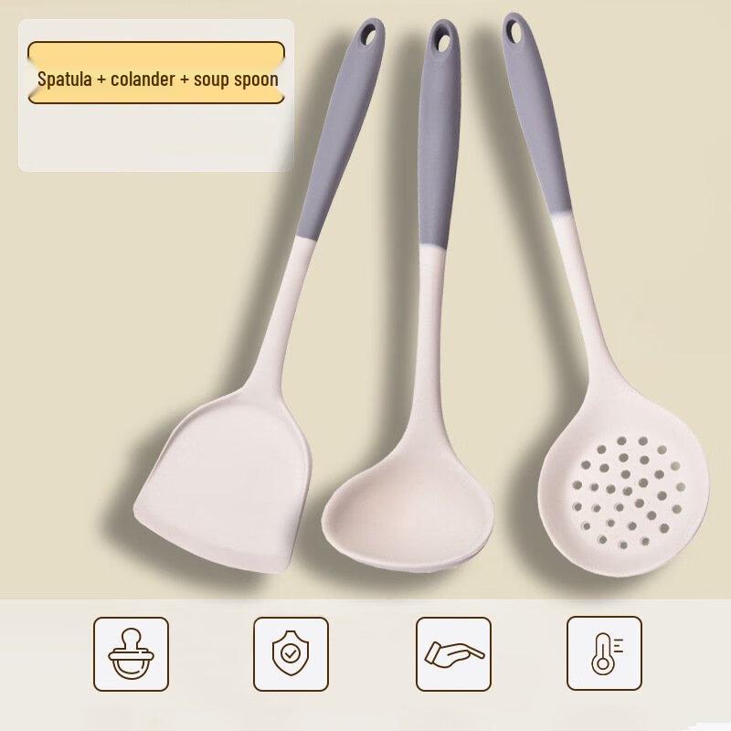 Wutuo Gray-White Silicone Cooking Utensil Set