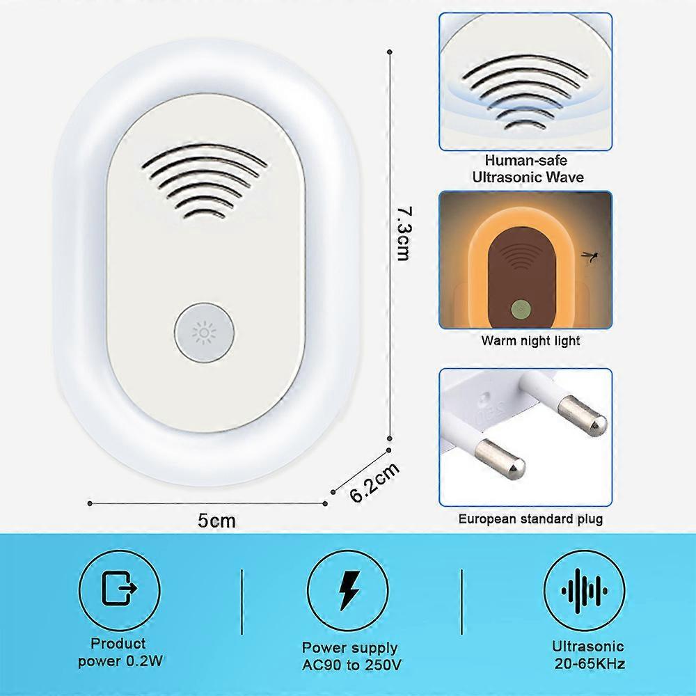 Repellente ad Ultrasuoni Spina Repellente per Parassiti Elettronico Insetti Ragni Topi Ratti Scarafaggi, Confezione da 4