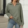 Women's Fashion Oversized Solid Color V-Neck Sweatshirt Long Sleeve Casual Top