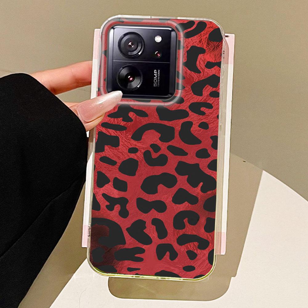 Retro Red Leopard Vortex Texture Phone Case for Xiaomi 13T 14T 11 Lite Poco X5 M6 Pro X6 X3 Pro NFC C75 C71 C65 C61 M5S Cover