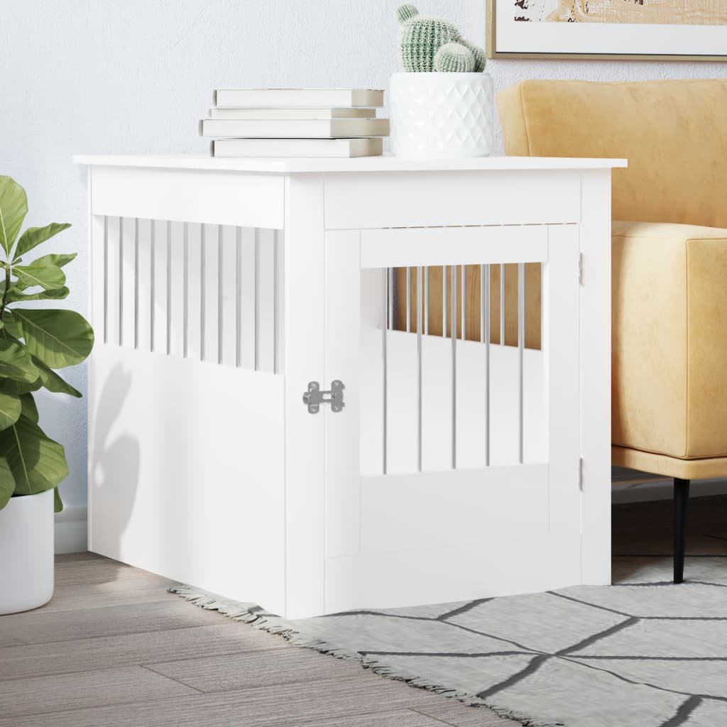 Vidaxl Dog Pen, White, 64.5X80X71 Cm, Wood-Based Material