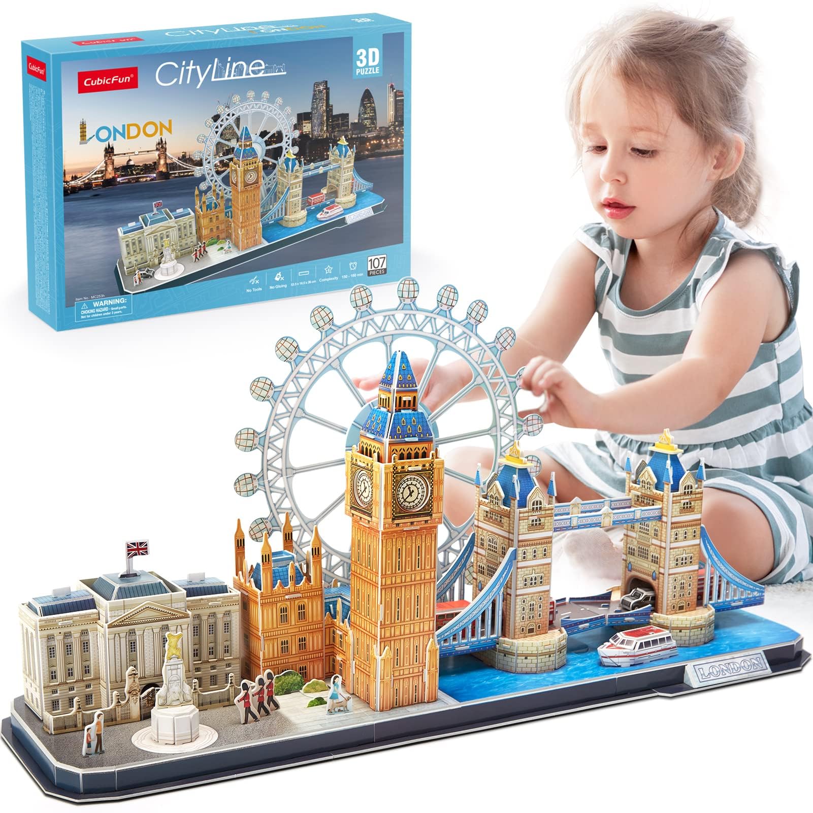 

ASSYME Cubic Fan 3D Puzzle Craft Kit Не требуется клей или инструменты London MC253h
