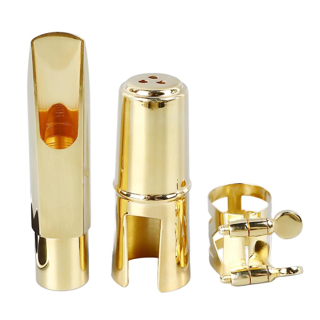 J-ouuo Alto Saxophone Mouthpiece, Gold-Colored Metal Multifunctional Saxophone Mouthpiece Kit for Practice (6C)