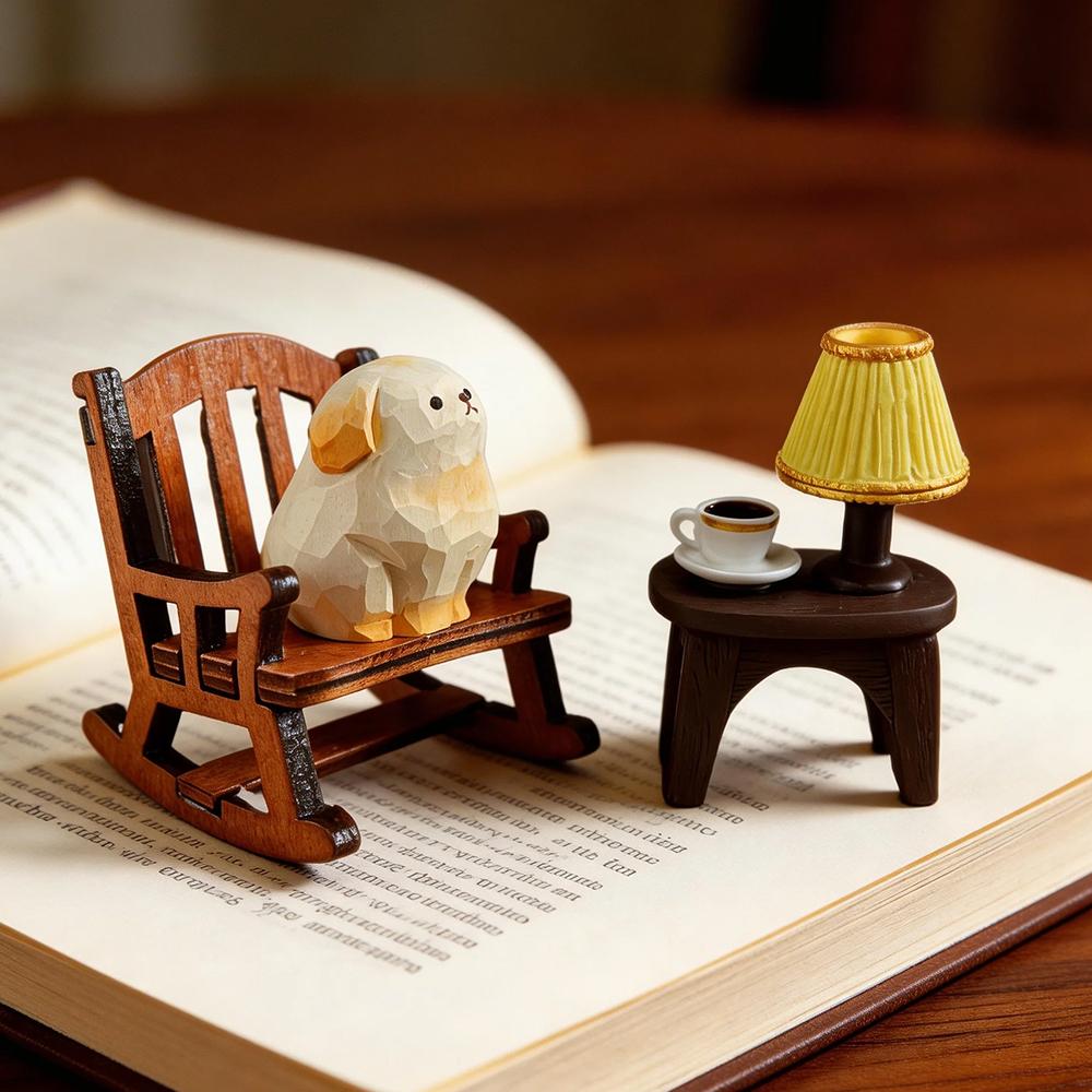 Hand Carved Wooden Golden Retriever Puppy Figurine Cute Dog Statue Ornament Home Desktop Wood Art Decor Gift for Dog Lovers