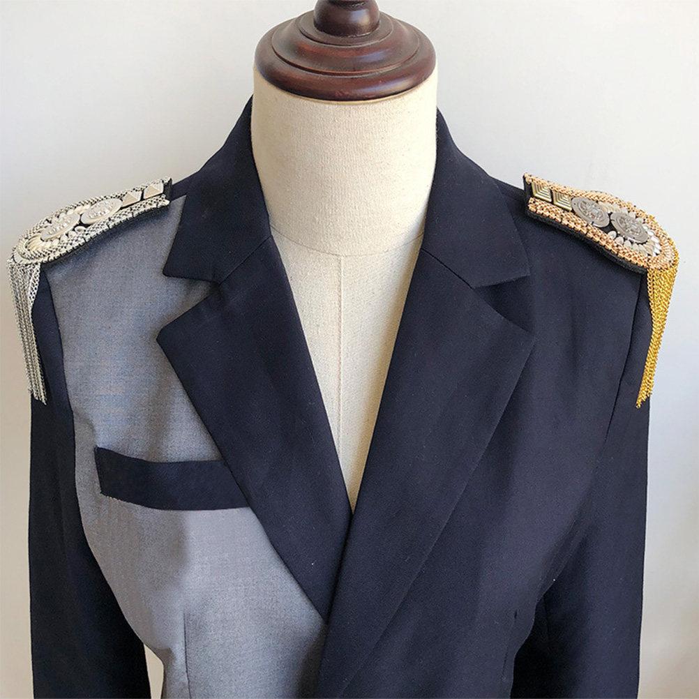 2Pcs Brooch Accessories Zinc Alloy Shoulder Board Tassel Decorations for Men Women Suits Stylish Chest Pin Jewelry