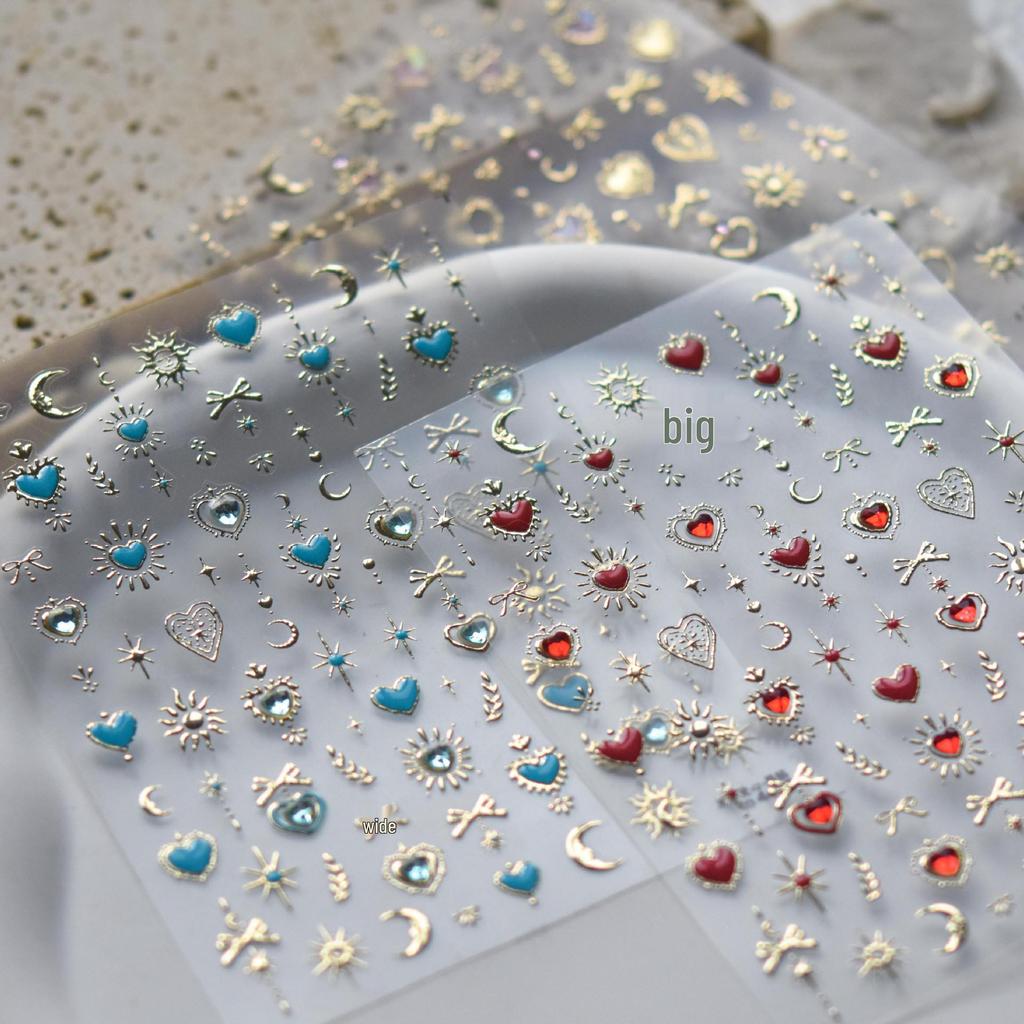 Crystal Diamond Nail Art Stickers - Heart, Star, Moon & Bow Designs