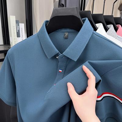 Pánské tričko s krátkým rukávem polokošile business casual s límečkem pulovr spodní tričko top