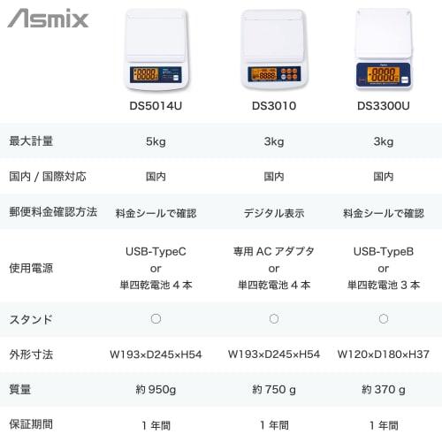 Asuka DS3300U Digital Scale, Maximum 3kg, Postage Chart, USB Powered, Stand Function