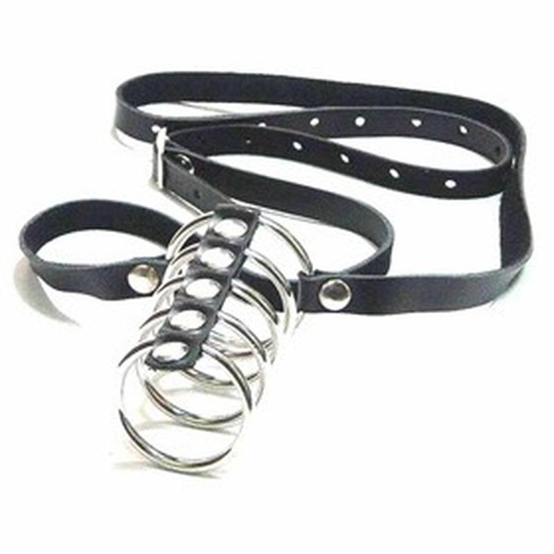 Cock Cage PU Leather 5-ring Pants Penis Ring  Male Chastity Devices Anti-Derailment Toys Bondage Belt Fetish SM Sex Tools