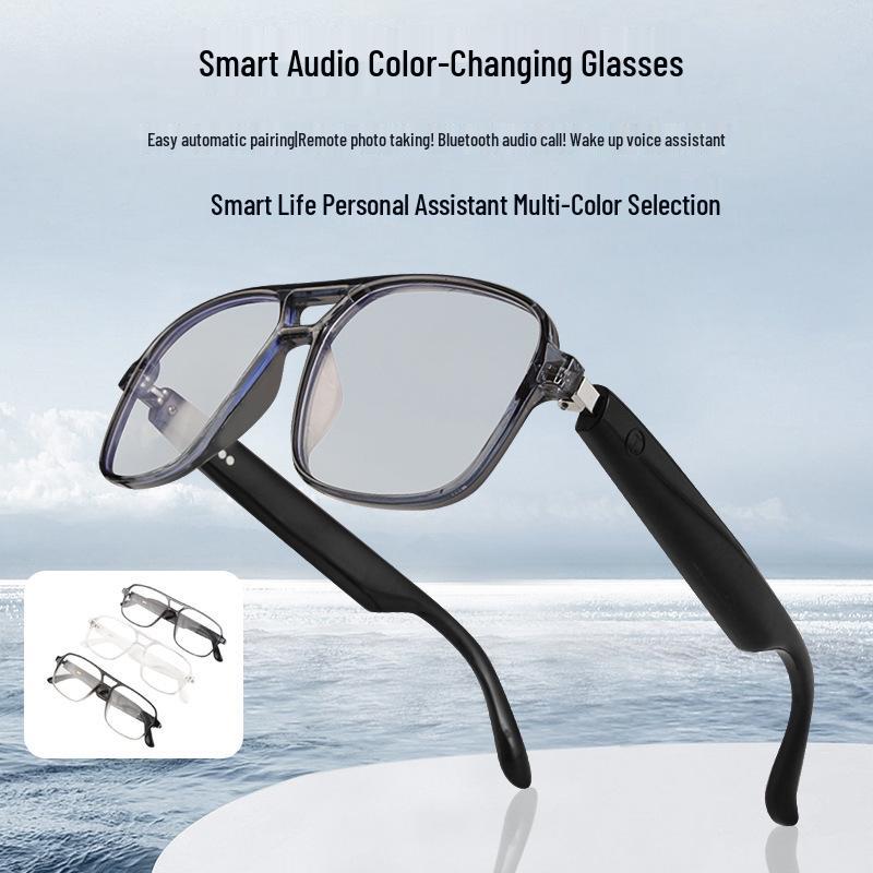 Smart Bluetooth Sunglasses: Double Bridge, Photochromic, Anti-Blue Light, UV Protection, Music and Call Enabled