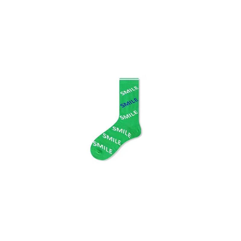 5 Pairs of Women's Spring and Autumn Tide Color Contrast Sports Casual Small Fresh Green Mid Tube Socks