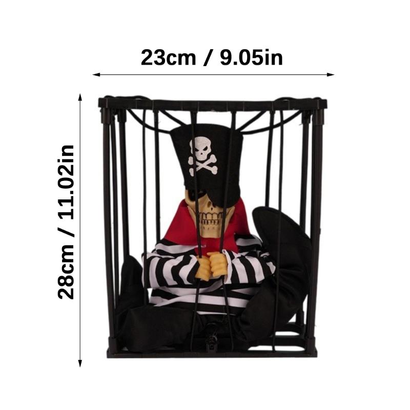 Movable Scary Skull Cage Props Screaming Halloween Decorations Activated Haunts Cage Specter Party Supplies For Home