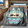 Cute Labubu Monster Hoodie Blanket Personalized Name Soft Comfortable Stylish Blanket Car Blanket Perfect For Travel Camping Outdoor Home Suitable For