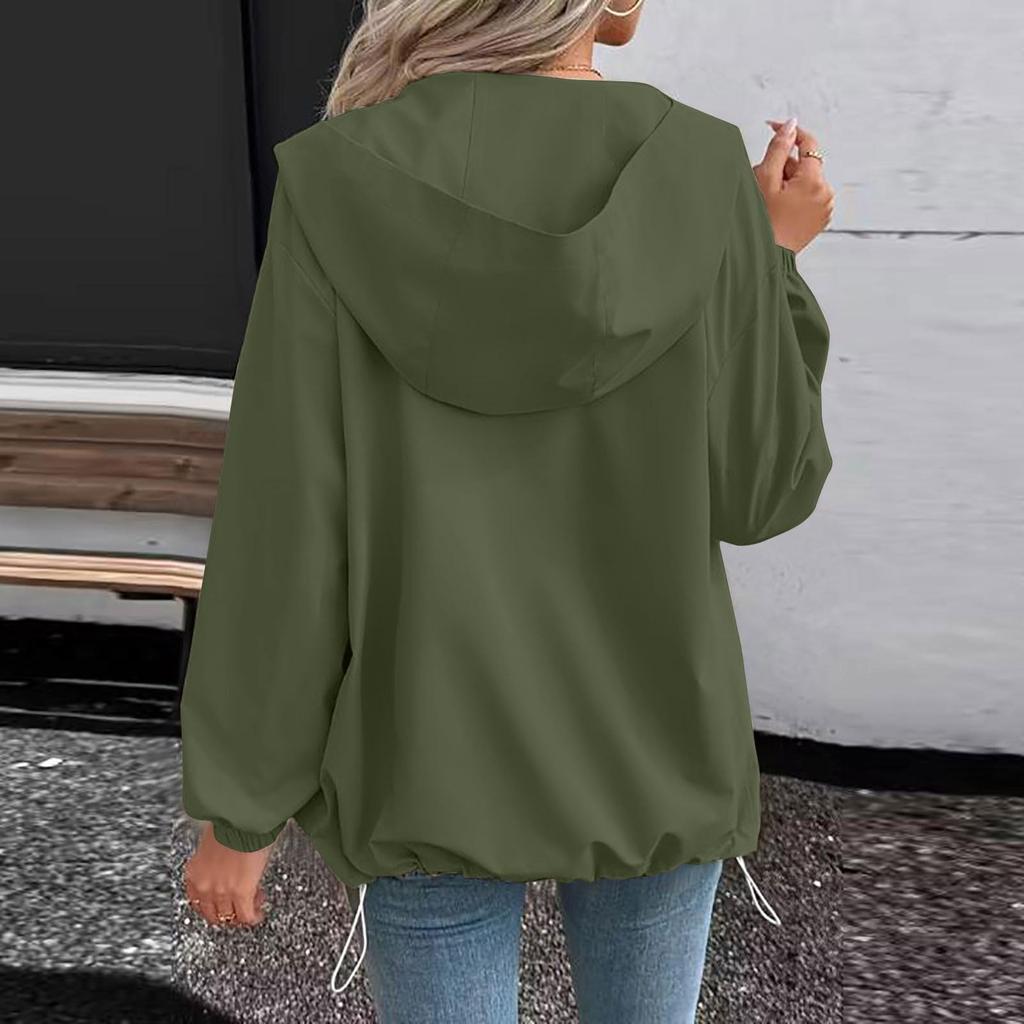 Women's Casual Hooded Zip Up Jacket with Pockets