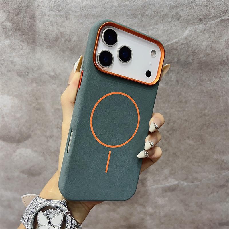 

Роскошный чехол с текстурой слона для MagSafe для iPhone 17 Air 16 15 Pro Max, магнитная беспроводная зарядка, сплавленная линза, противоударный чехол iPhone Air зелёный