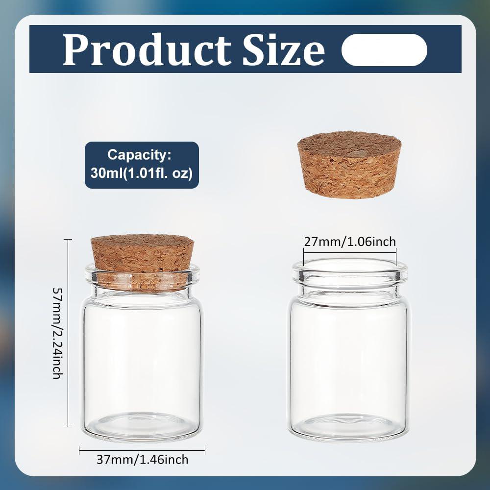 30ml Glass Bottles with Cork Stoppers, Tiny Glass Vials Corks Jars Mini Glass Bottles Small Decorative Bottle Art Crafts Storage