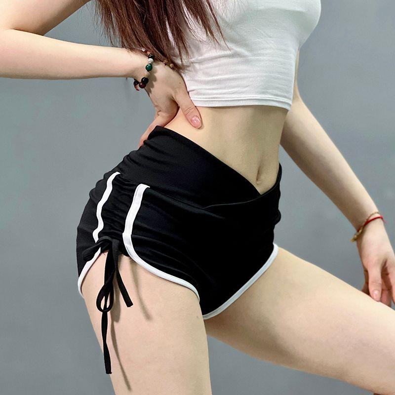 

Модные шорты для джазового танца с высокой талией, облегающие, суперкороткие шорты, сексуальные шорты на кулиске для командных танцев для женщин Black S [suitable for weight 90-105] Elastic