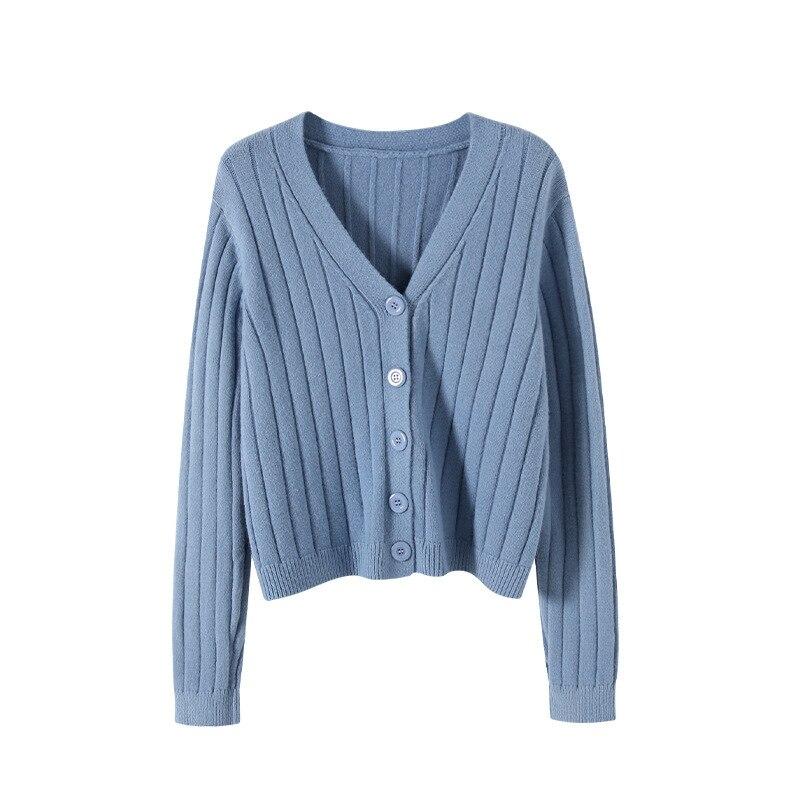 Cappotto lavorato a maglia Moda Solido allentato Maglione a maniche lunghe Autunno Inverno Maglioni con scollo a V Donna Cardigan con bottoni sottili Top Donna 28566