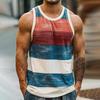 Vintage Striped Graphic Tank Tops For Men Retro Street Casual Summer Sleeveless 3D Print Vest Loose O Neck Quick Dry Sports Tops