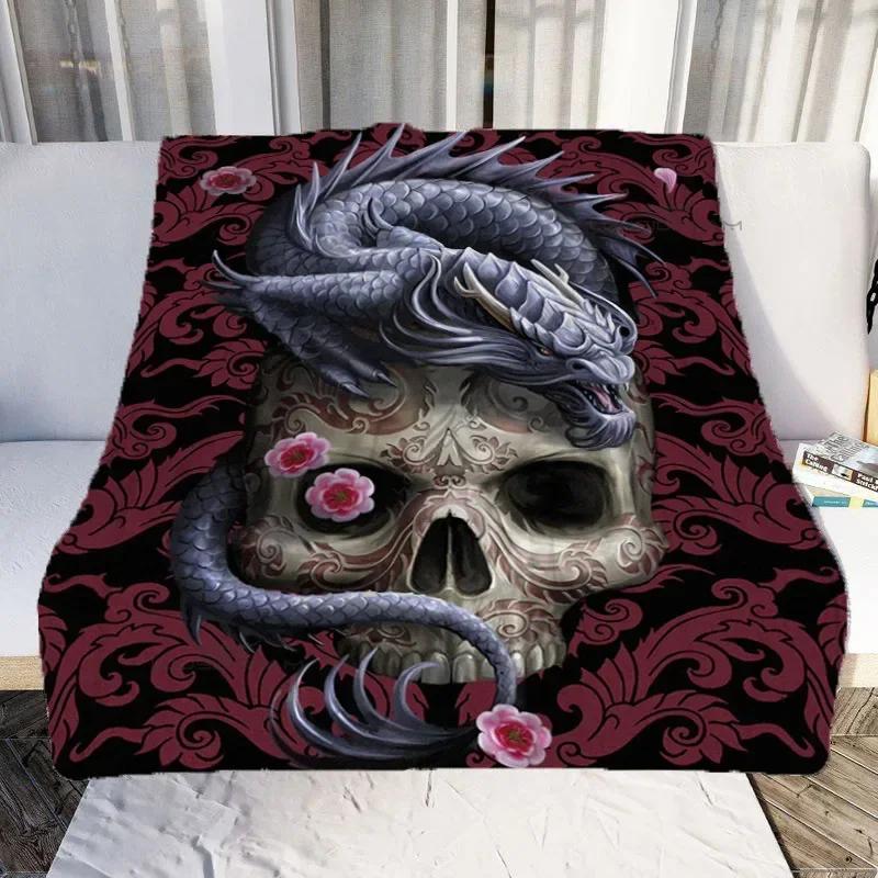 Cartoon Dragon Art Throw Blanket Super Soft Flannel Couch Cover Cozy Animal Pattern for Mattress Sheet