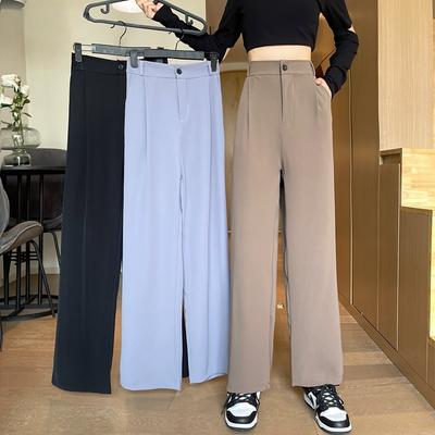 Women Loose High Waist Wide Leg Pants Spring Autumn Casual Straight Suits Pant Female Solid Plus Size 4XL Long Trousers