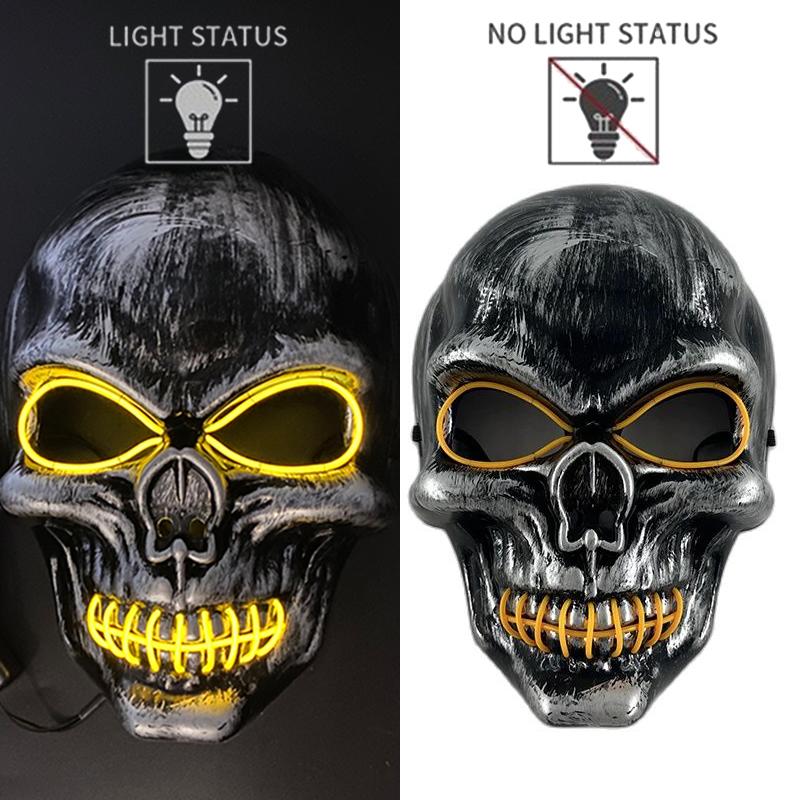 Halloween Killer Luminous Mask Led Light Up Skull Mask Glow In The Dark Mask For Party Festival Cosplay Skeleton Killer Supplies