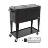 75.71 L Rolling Ice Chest, Holds Up To 50 Bottles / 110 Cans, Portable Patio Party Bar Drink Cooler Cart with Bottom Shelf, Beverage Pool with Side