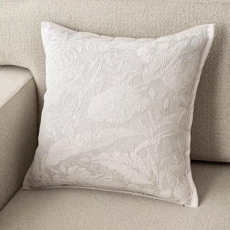 Jacquard Texture Floral Cushion Cover French Country Style Square Throw Pillowcase Decorative Pillow Cover Living Room Decor