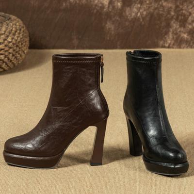 Nachtclub Plateau Dicke Ferse Damen Stiefeletten Mode Eckige Zehenpartie Stripper Party Schuhe Modern Kurz Botas Para Mujer