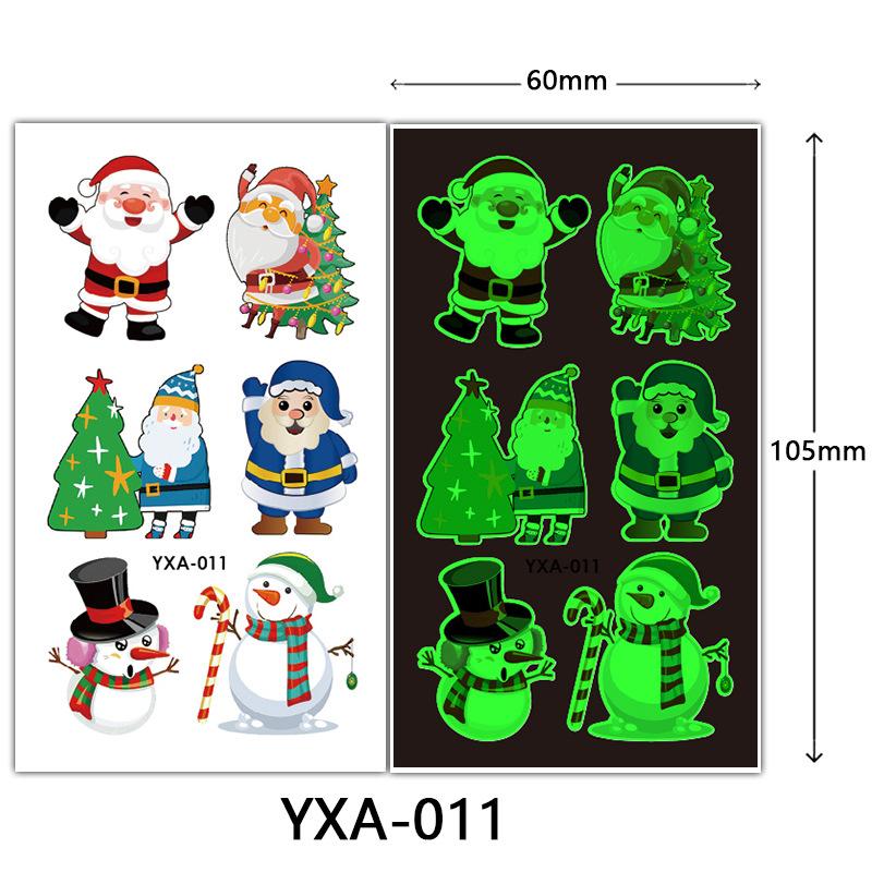 Christmas Luminous Tattoo Sticker Glowing Waterproof Sweat Cute Cartoon Holiday Party Temporary Sticker