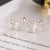 Sweet Double Layer Butterfly Screw Stud Earrings Girl Cute Earrings Jewlery