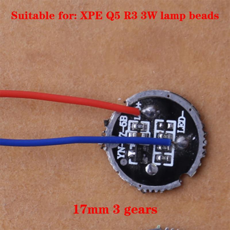 

1/3/5-режимный светодиод Q5 Xpe R3 3 Вт Светодиодный драйвер Постоянный ток 3,7 В Для чипового освещения Трансформаторы Перезаряжаемая плата драйвера фонарика 17mm 3Mode