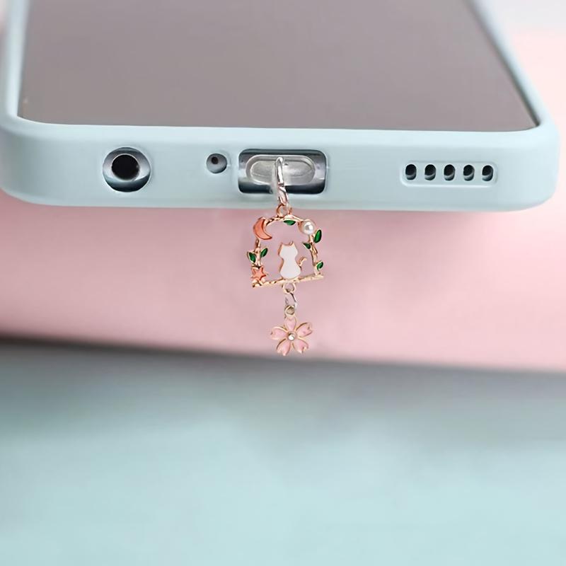 1pc Flower & Cat Decor Dust Plug,Beautiful Mobile Phone Accessories, Mobile Phone Decorations,Perfect Gift for Someone