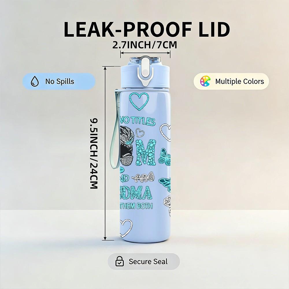 1PC If You See Me Mom Heart Quote Art 750ml Color Plastic Sports Water Bottle Leakproof Flip Straw Lid Suitable for Sports Office Home Use