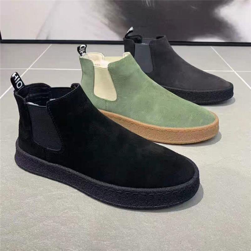 Winter Men's Boots High Top Platform Sneakers Designer Black Suede Short Boots Outdoor Slip on Casual Shoes Ankle Boots for Men