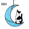 Cat Gift for Home Acrylic Hanging Pendant with Chain, Animal Ornament Window Light Translucent Wall Decor, Cute Lover Room Decoration
