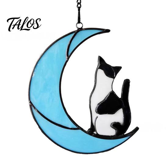Cat Gift for Home Acrylic Hanging Pendant with Chain, Animal Ornament Window Light Translucent Wall Decor, Cute Lover Room Decoration