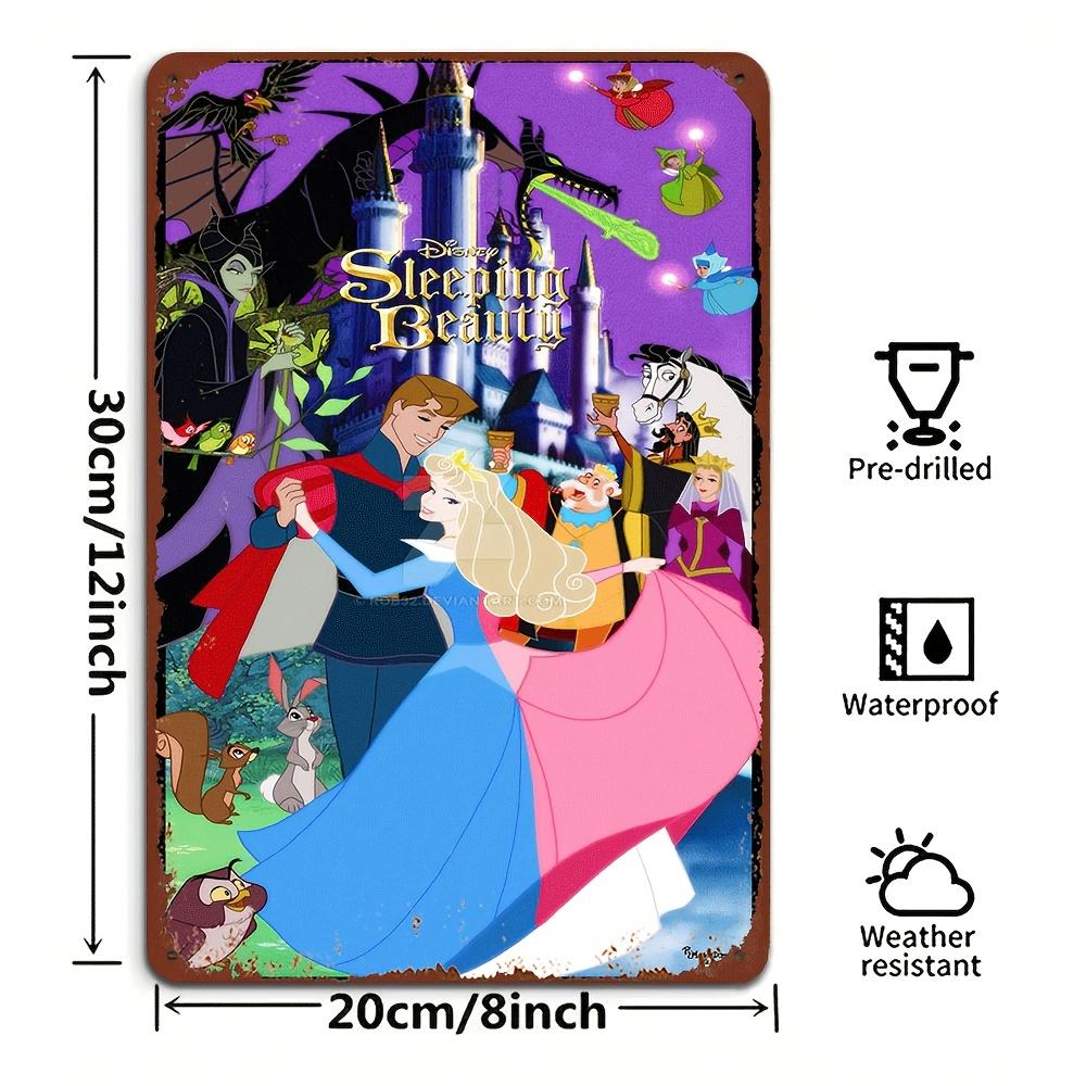 1pc Sleeping Beauty Aurora & Maleficent Themed Metal Wall Art - Vibrant 8x12 Inch Tin Sign for Home, Bar, Cafe, Garage Decor - O