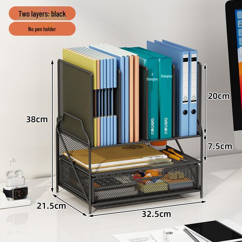 Multi-Layer Desktop Bookshelf Organizer: Large Capacity File and Paper Storage Rack