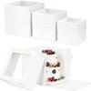 10pcs White Pastry Box Square Cake Container Disposable Cake Packaging Box  Commercial